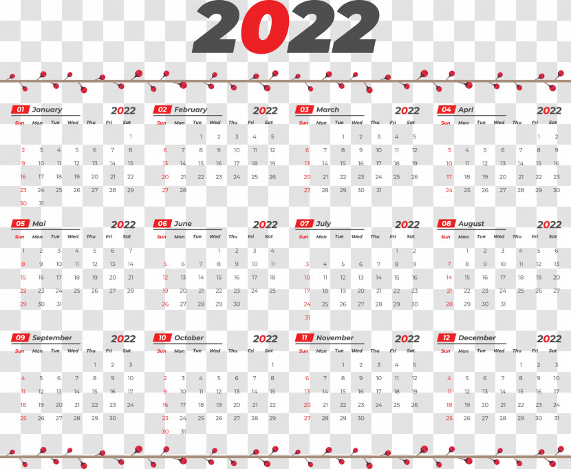 2022 Yeary Calendar 2022 Calendar Transparent PNG