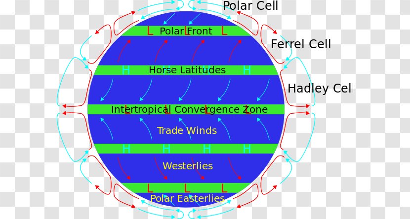 Earth Prevailing Winds Northern Hemisphere Atmospheric Circulation - Hadley Cell Transparent PNG