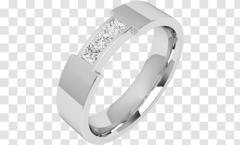 Wedding Ring Princess Cut Diamond - Silver Transparent PNG