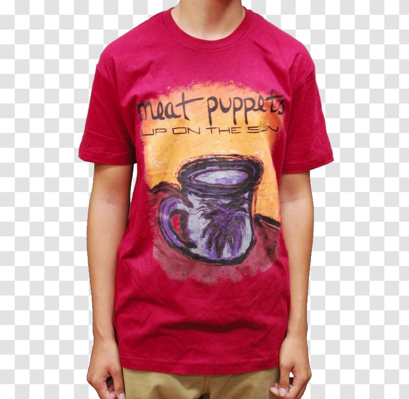 Up On The Sun T-shirt Meat Puppets Sleeve Maroon - Magenta Transparent PNG