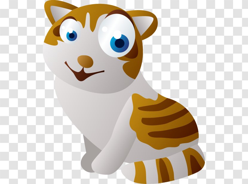 Cat Cartoon Sticker Animation - Big - Eyes Yellow Striped Kitten Transparent PNG