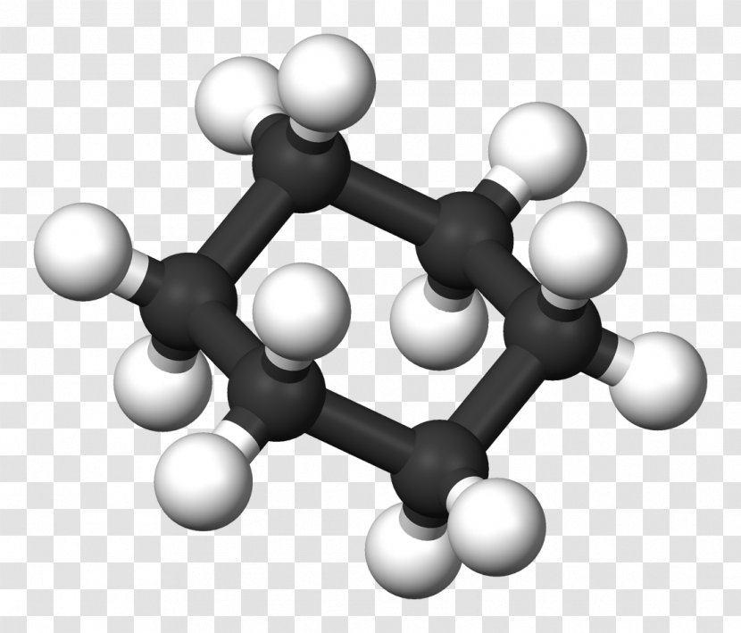 Cyclohexane Three-dimensional Space Organic Chemistry Molecule - Black And White Transparent PNG