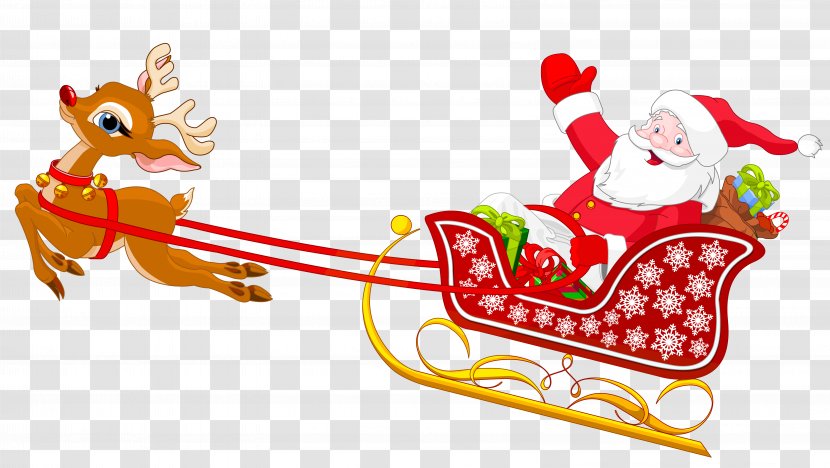 Santa Clauss Reindeer Sled Clip Art - Royaltyfree - Collar Cliparts Transparent PNG