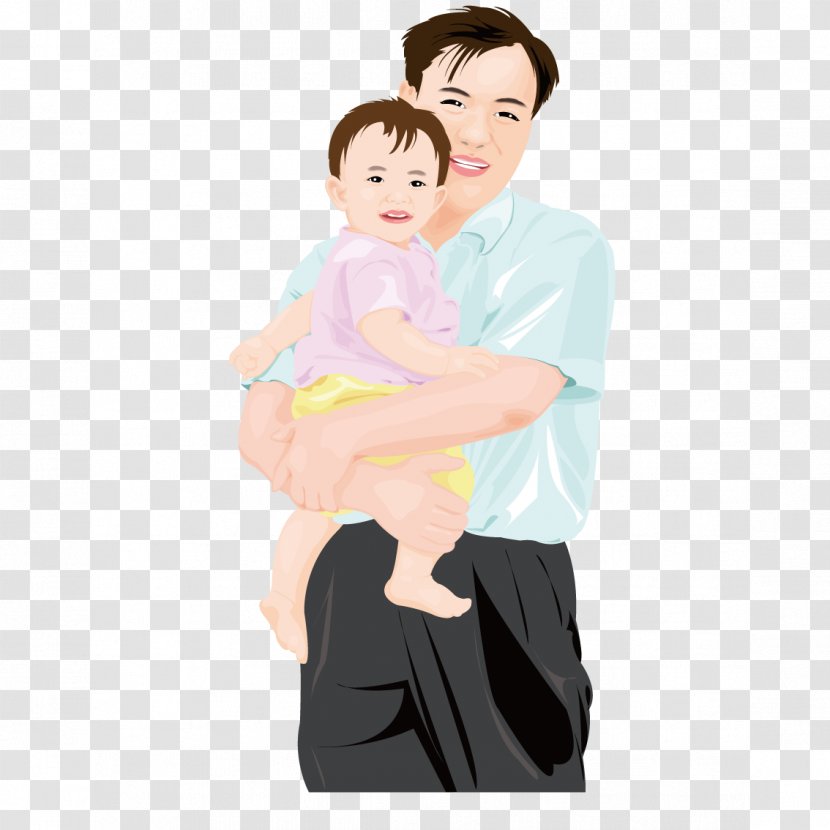 Finger Sleeve Cartoon Human Behavior Illustration - Watercolor - Hold The Child's Father Transparent PNG