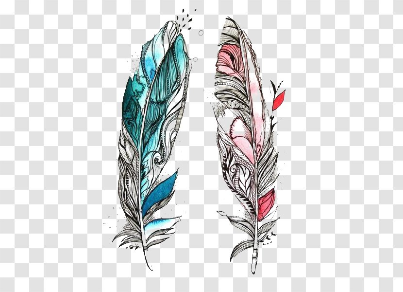 Bird Feather Drawing Tattoo Sketch - Wing Transparent PNG