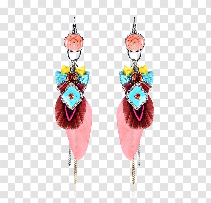 Earring Charms & Pendants Gold Plating Jewellery - Colorful Feather Earrings Transparent PNG