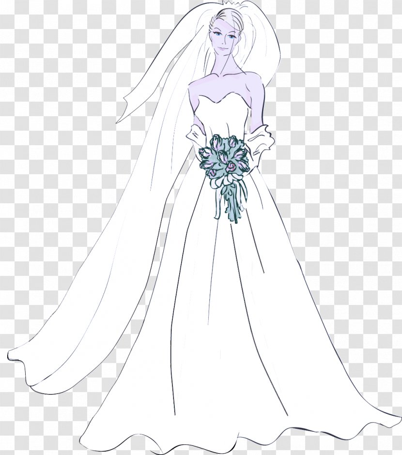 Wedding Dress - Fashion Illustration - Fictional Character Transparent PNG