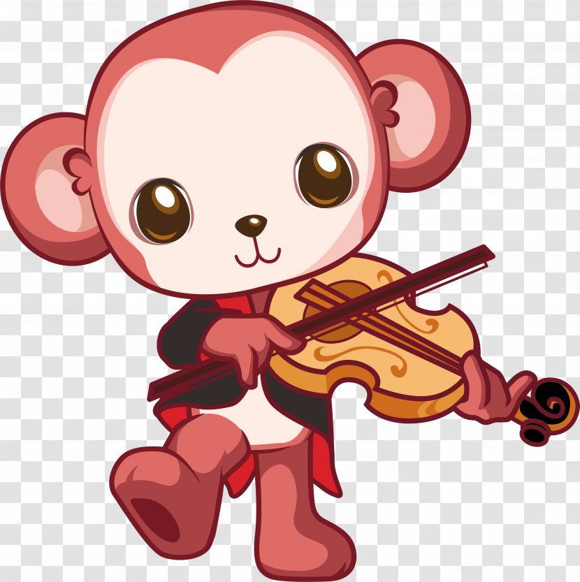 Cartoon Violin - The Little Monkey Of Piano Transparent PNG