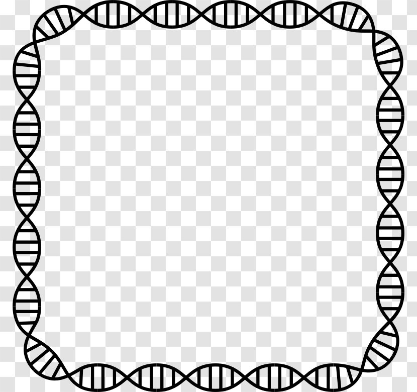 Nucleic Acid Double Helix DNA Profiling Genetics - Black And White - Decorative Page Border Transparent PNG