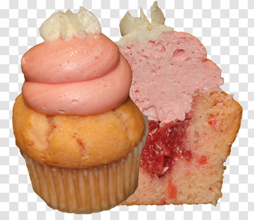 Cupcake Muffin Buttercream Frozen Dessert - Icing - Strawberry Slices Transparent PNG