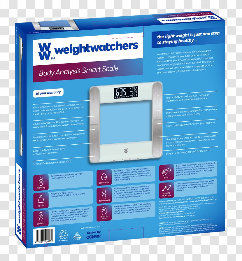 Weight Watchers Body Composition Measuring Scales Human - Flatlay Transparent PNG