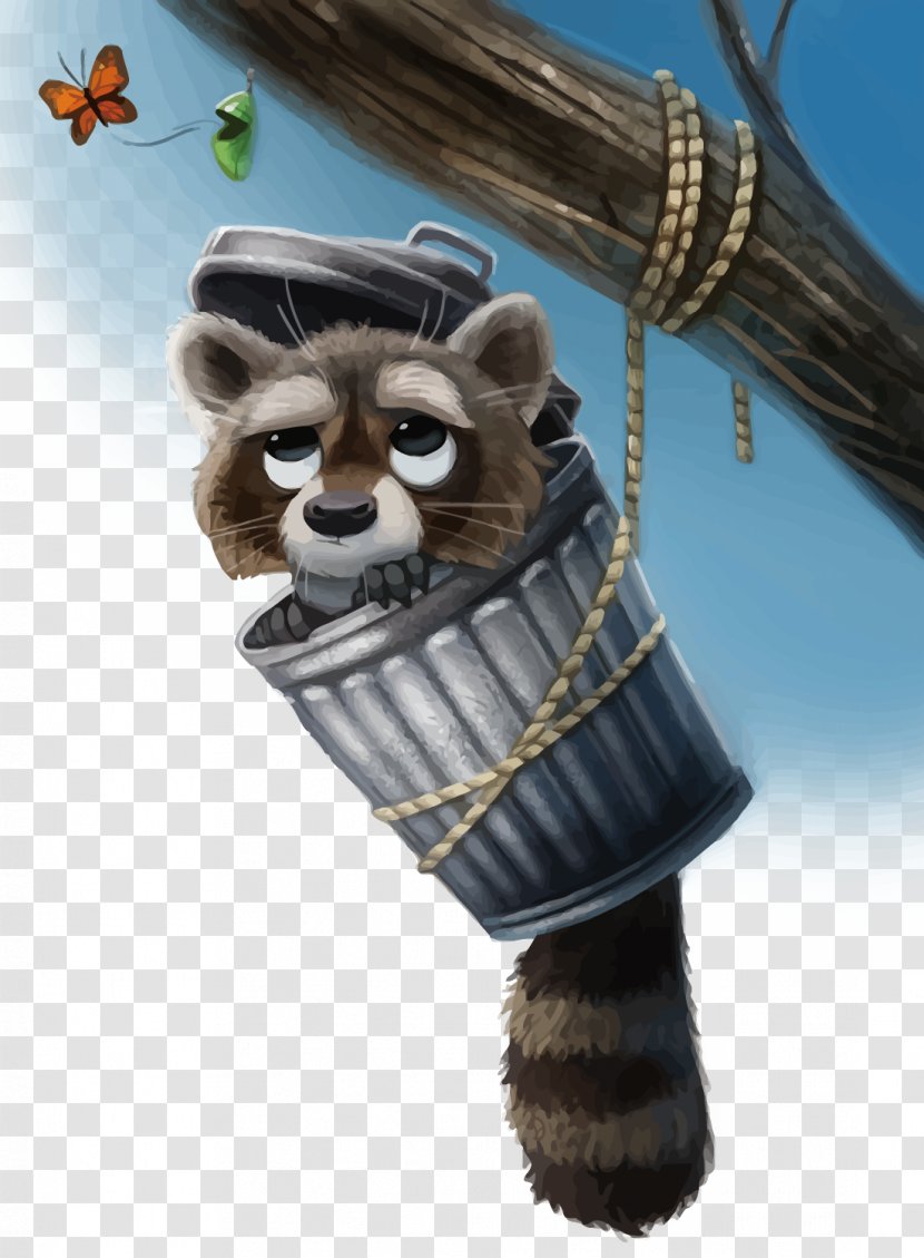 Raccoon Painting Drawing Illustration - Frame - The Little Bear In Vector Garbage Can Transparent PNG