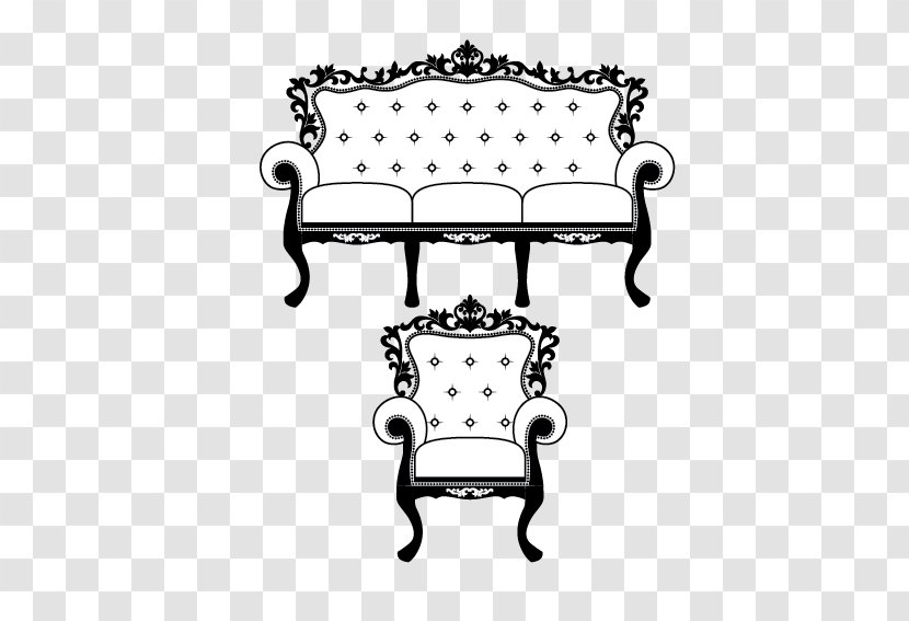 Table Antique Furniture Chair Clip Art - Monochrome Photography - European Sofa Transparent PNG