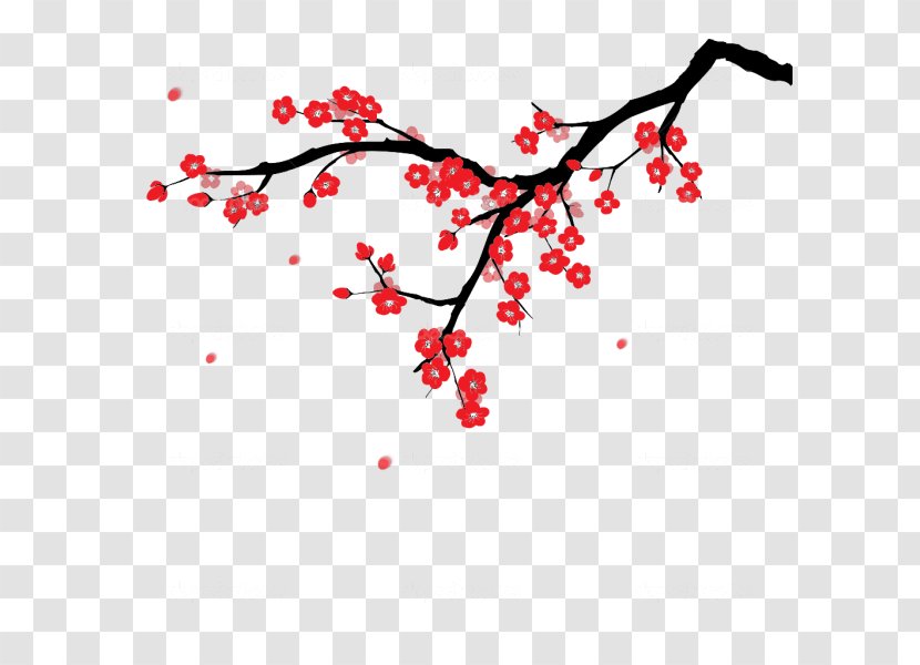Plum Blossom Clip Art - Branch - Cherry Transparent PNG