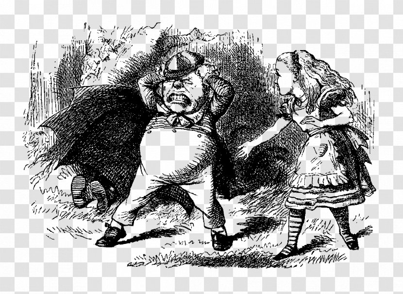 Through The Looking-Glass, And What Alice Found There Alice's Adventures In Wonderland Tweedledum Annotated Charmed Vengeance - Monochrome Transparent PNG