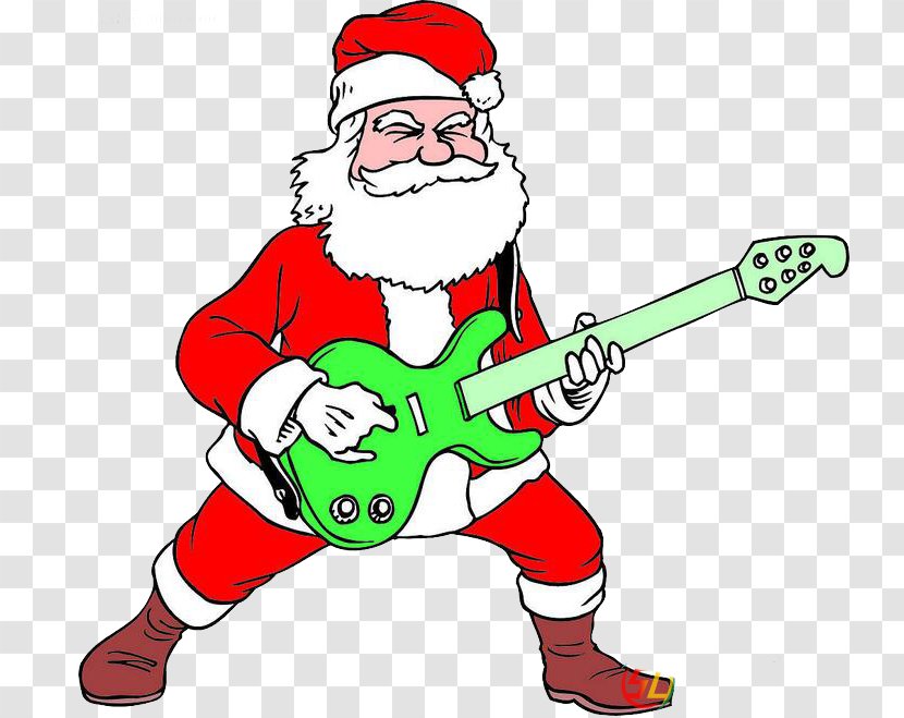 Santa Claus Guitar Christmas Clip Art - Cartoon - Merry Classic Transparent PNG