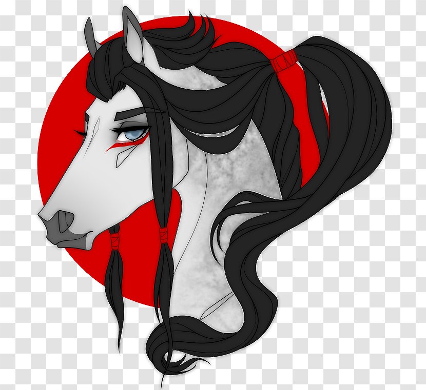 Mustang Pony Mane Legendary Creature - Red - Japanese Samurai On Horse Transparent PNG