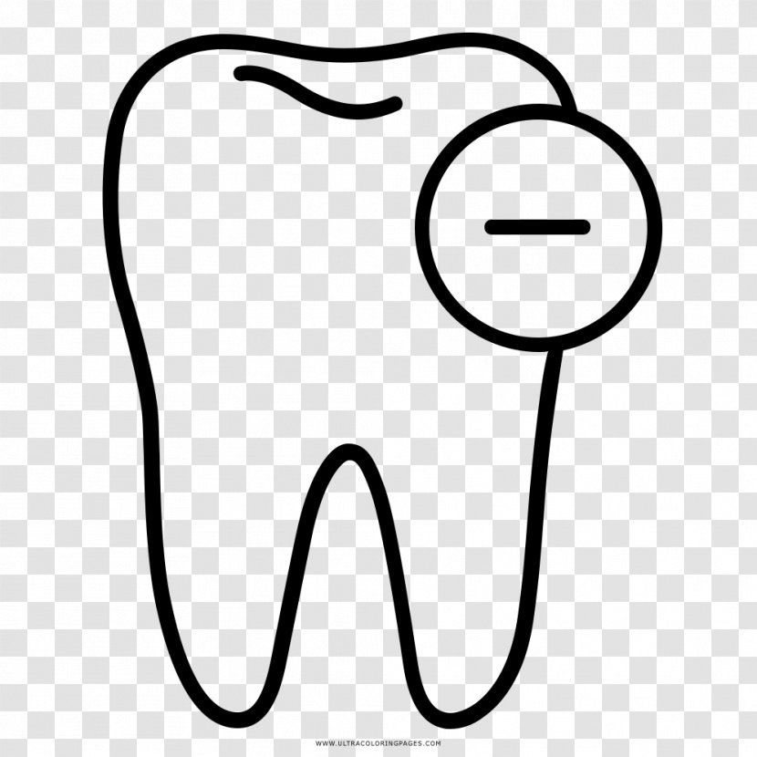 Drawing Coloring Book Tooth Black And White Dental Extraction - Heart - Dente Transparent PNG