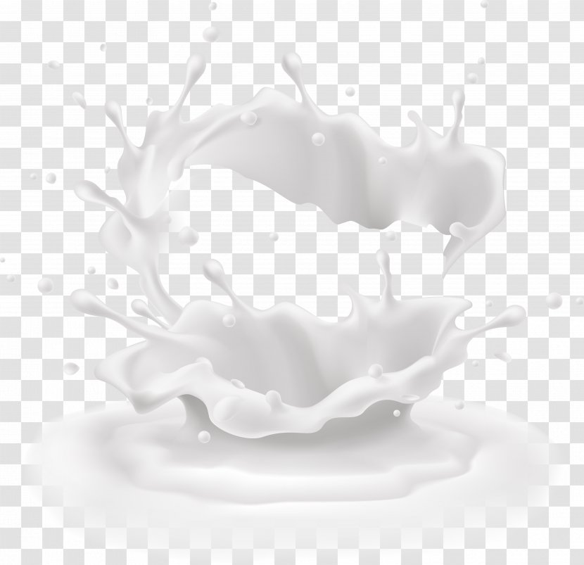 Milk Computer File - Black And White - Vector Decorative Background Splashing Transparent PNG