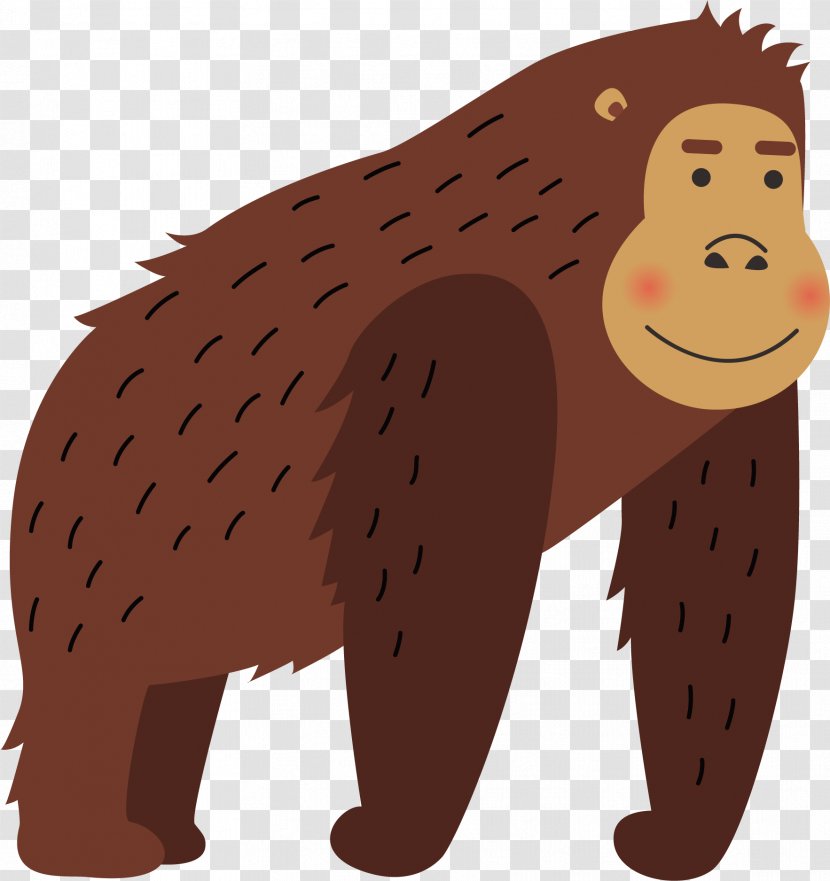 Gorilla Orangutan Illustration - Red - Brown Vector Transparent PNG