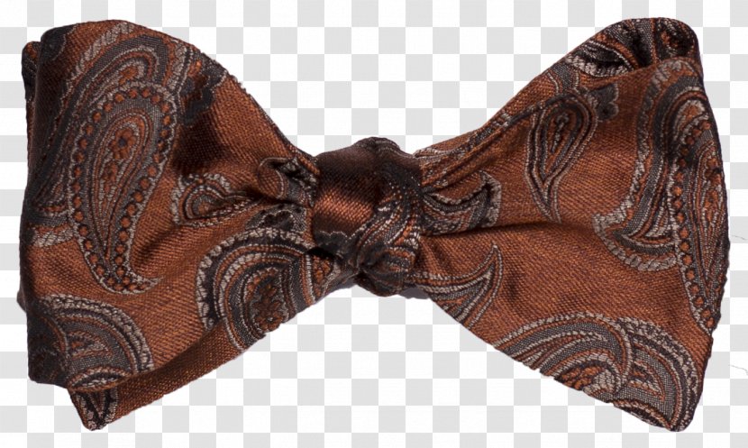 Paisley Bow Tie Necktie Satin Silk - Copper Transparent PNG