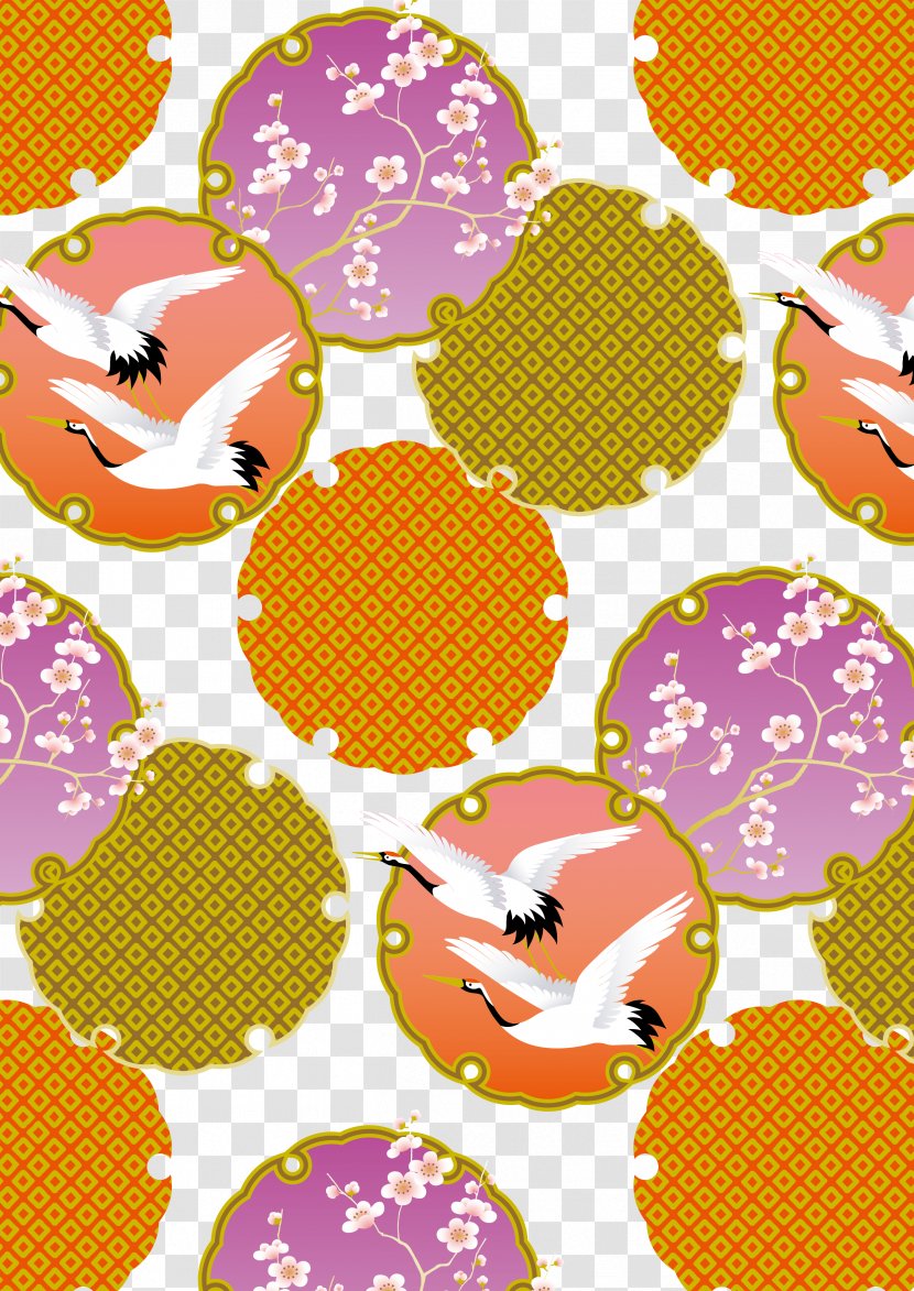 Japan - Orange - Vector Japanese Pattern Background Material Transparent PNG