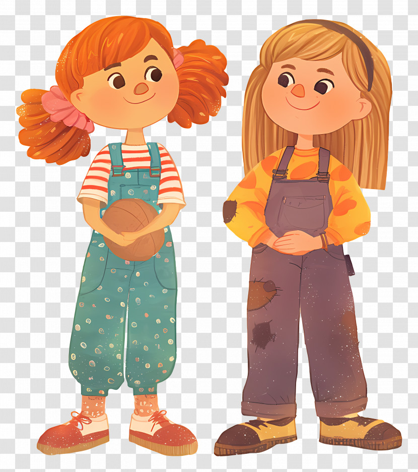 Girl Child Day - Two Girls With Ball Illustration Transparent PNG