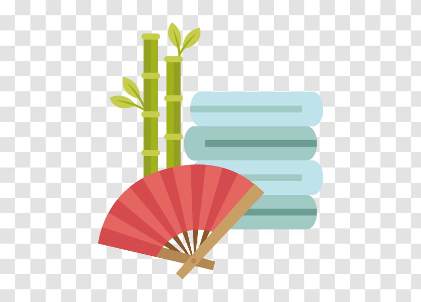 Towel Hand Fan Bamboo - Green - Vector Hand-painted Folding Health Culture Transparent PNG