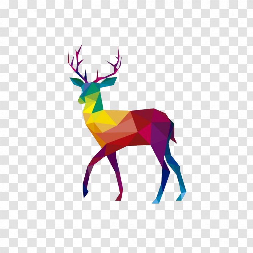 Reindeer Polygon Animal Illustration - Deer Transparent PNG