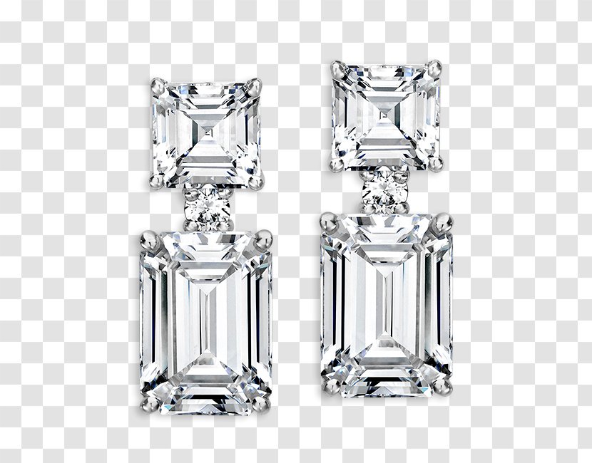 Earring Cubic Zirconia Diamond Cut Emerald - Ring - Diagram Transparent PNG