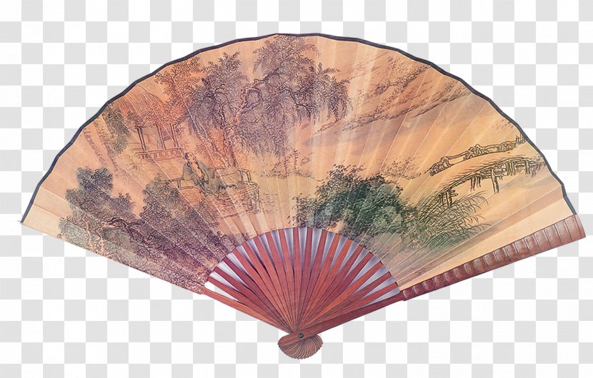 China Hand Fan Ink Wash Painting - Chinoiserie - Chinese Sub Transparent PNG