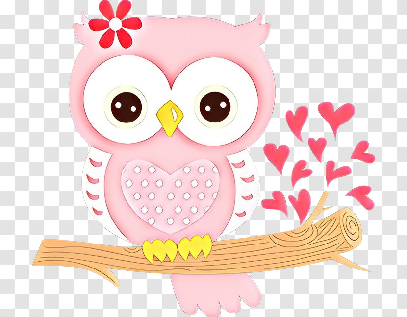 Owl Pink Cartoon Bird Bird Of Prey Transparent PNG