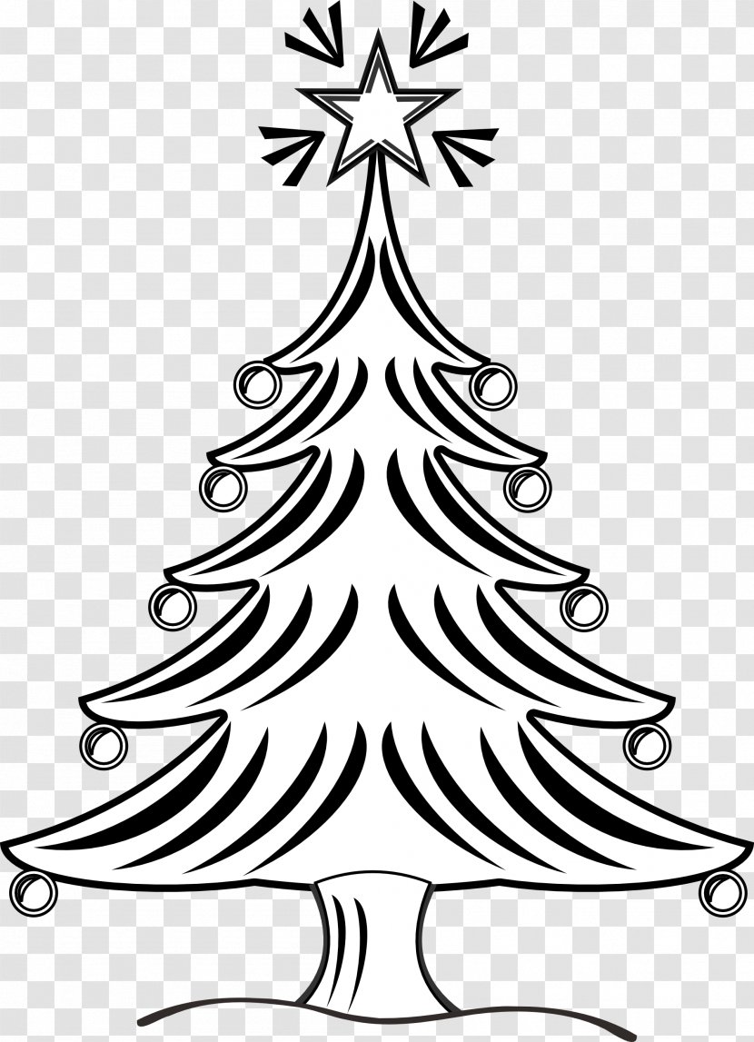 Christmas Tree Line Art Clip - Public Domain - Treehouse Clipart Transparent PNG