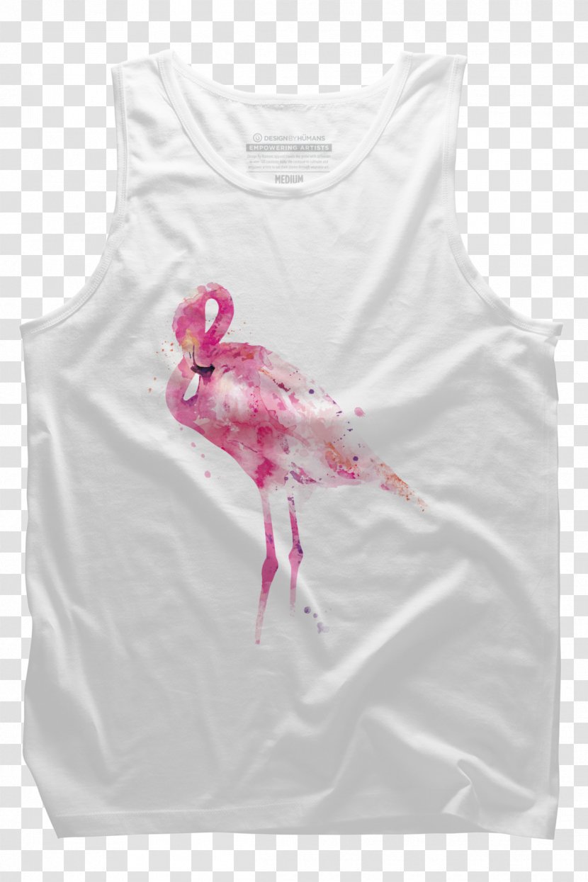 T-shirt Sleeve Top Crew Neck - Magenta - Neon Flamingo Transparent PNG
