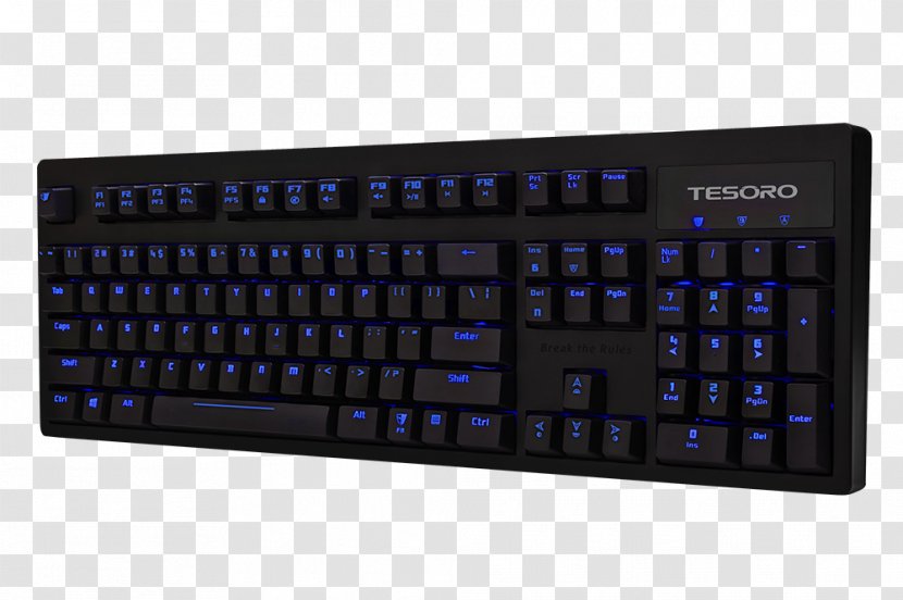 Computer Keyboard Tesoro Excalibur G7NL Backlit Mechanical Gaming W Switch Spectrum Gram Low Profile G11SFL Blue Single Individual Keypad - Backlight Transparent PNG