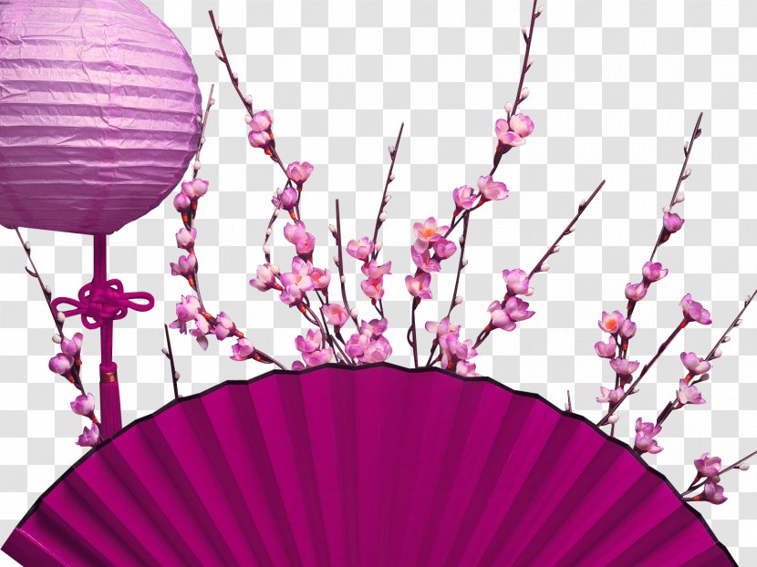 Purple Chinese Fancy Flower Dinette Decorative Pattern - Branch - Balloon Transparent PNG