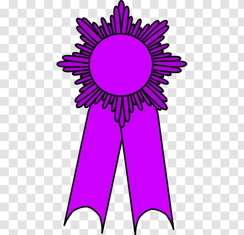 Ribbon Prize Medal Rosette Clip Art - Violet - Purple Transparent PNG