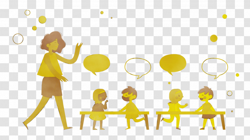 Cartoon Yellow Happiness Line Behavior Transparent PNG