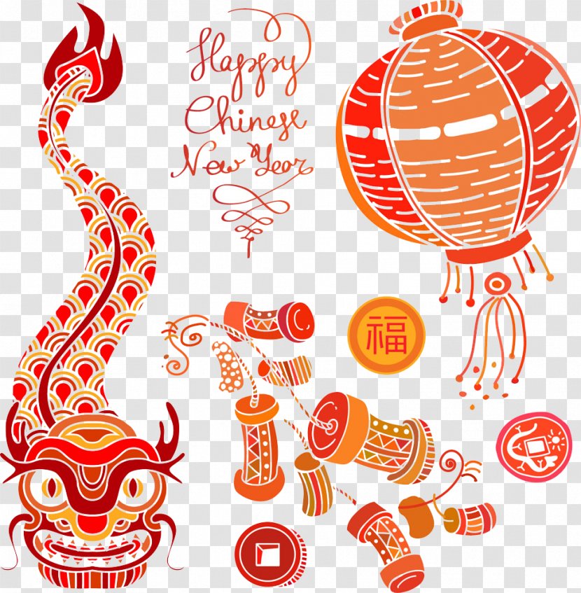 Chinese New Year Firecracker Zodiac - Clip Art - Dragon Firecrackers Transparent PNG