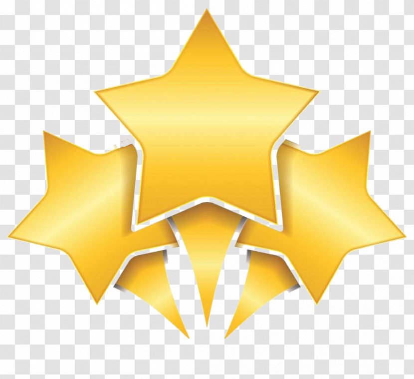 Star Symbol Clip Art - Golden Three Five Stars Transparent PNG
