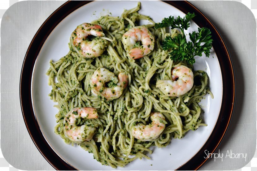 Taglierini Italian Cuisine Vegetarian Pasta Pesto - Leaf Vegetable - Shrimp Transparent PNG
