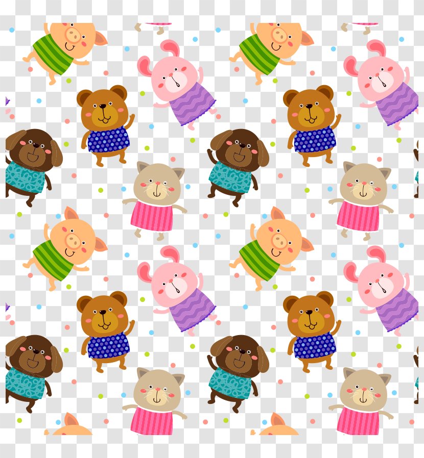 Cartoon Animal Wallpaper - Heart - Colored Rabbit Bear Pig Dog Cat Transparent PNG