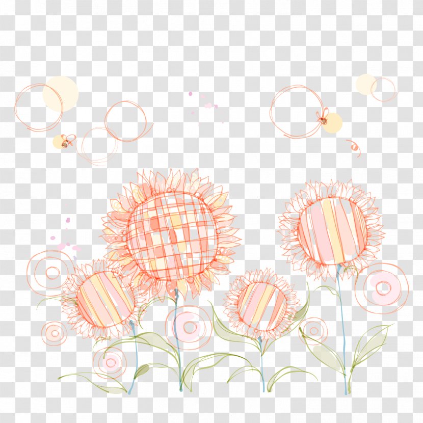 Drawing Common Sunflower Illustration - Flower Arranging - Hand Painted Red Vector Transparent PNG