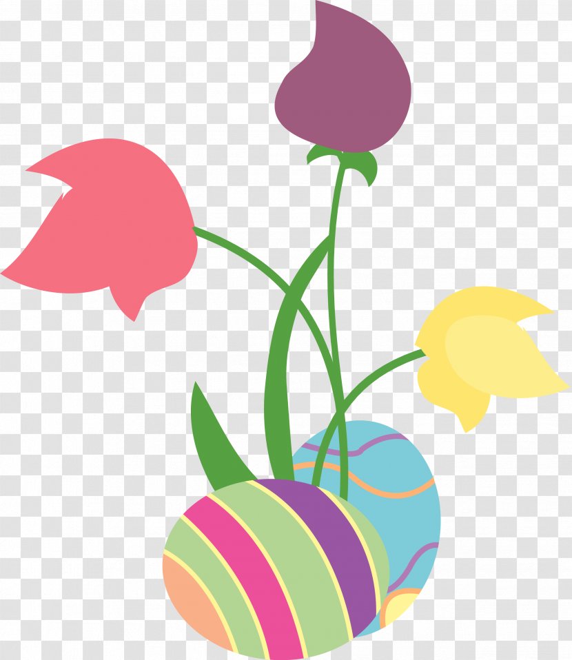 Easter Egg Background - Tulip Plant Stem Transparent PNG