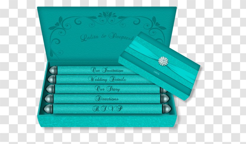 Turquoise Rectangle - Wedding Invitation Cover Transparent PNG