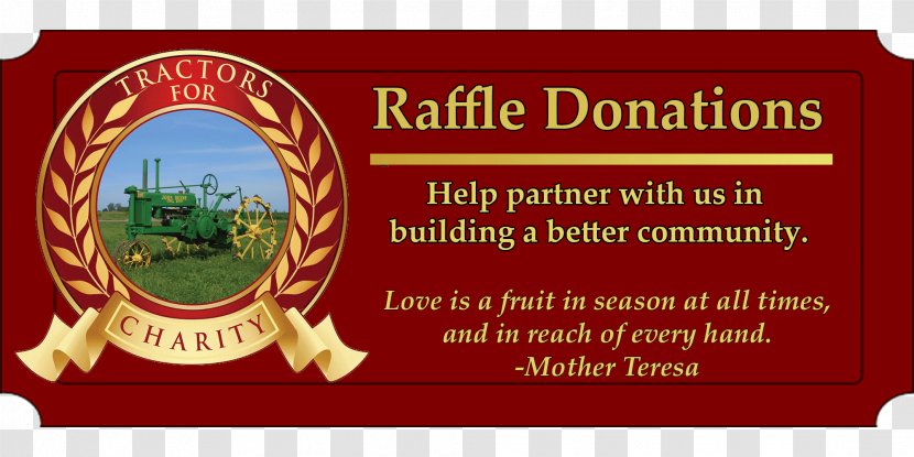 Tractor Heavy Machinery Donation Raffle Fundraising - Truck Transparent PNG