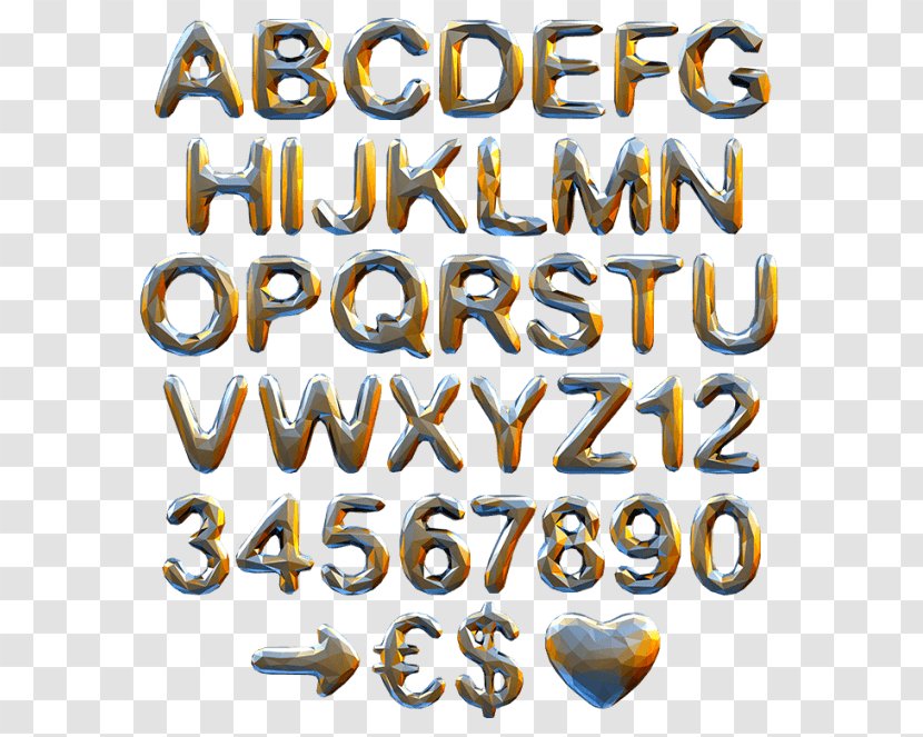 Lettering Alphabet Typeface Font - Polygonal Gold Transparent PNG