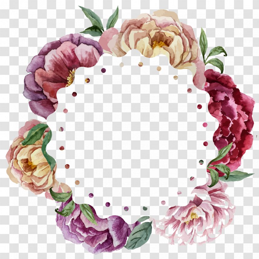 Watercolor Painting Flower Wreath Wedding - Art - Colored Ring Flowers Transparent PNG