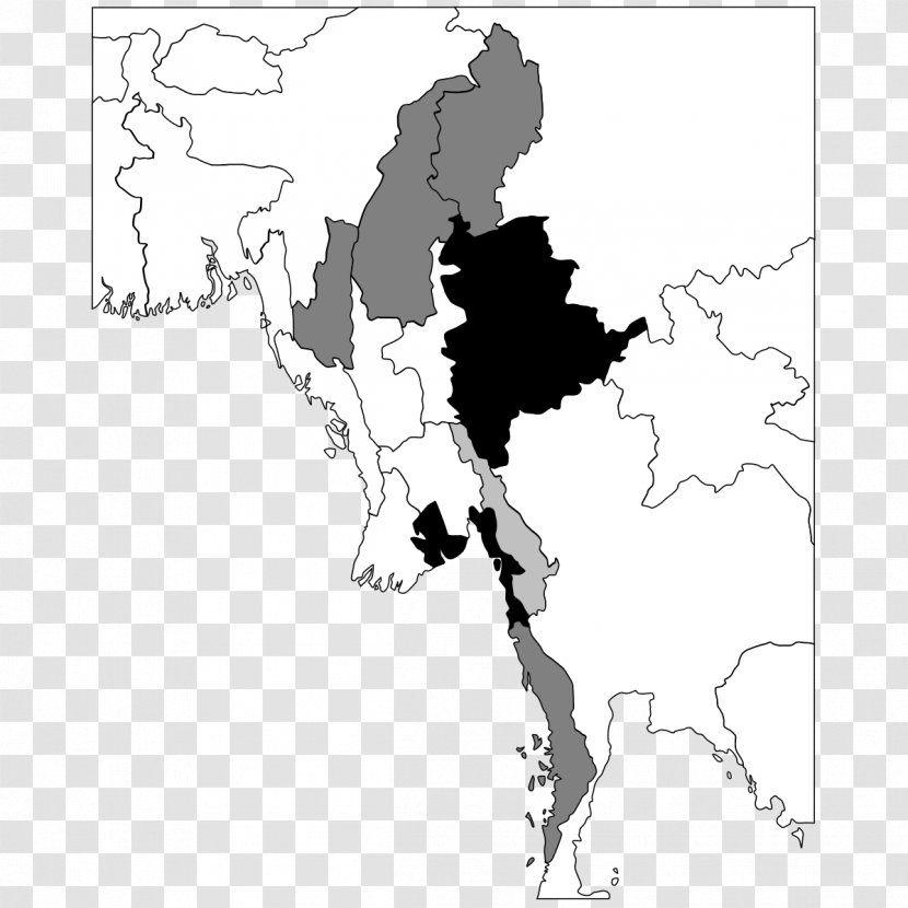 Burma World Map Vector - Black Transparent PNG