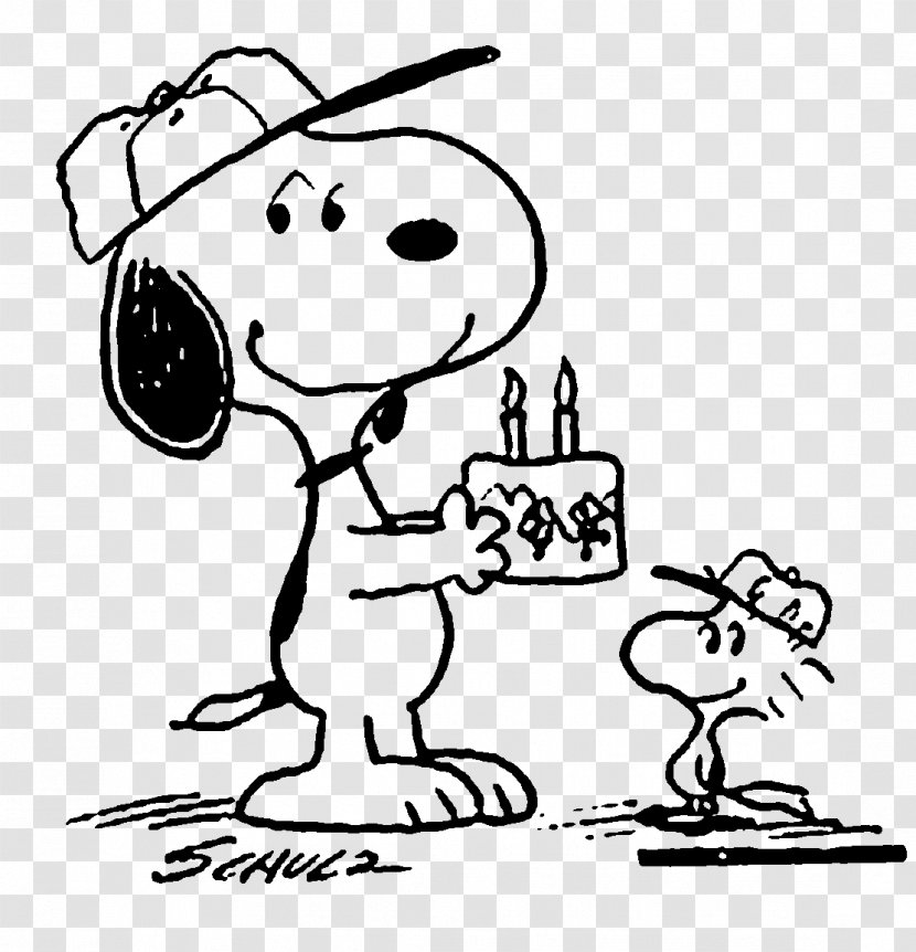 Snoopy Woodstock Black And White Birthday Drawing - Watercolor Transparent PNG
